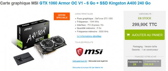 ssd 240-go offert achat gtx1060 nvidia