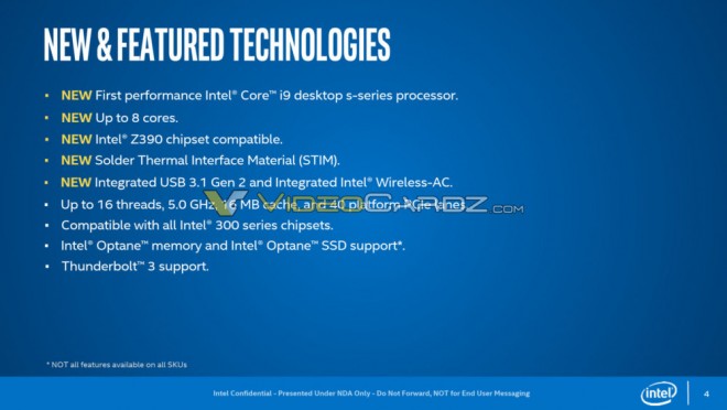Intel Core i9-9900K i7-9700K i5-9600K slides officiels