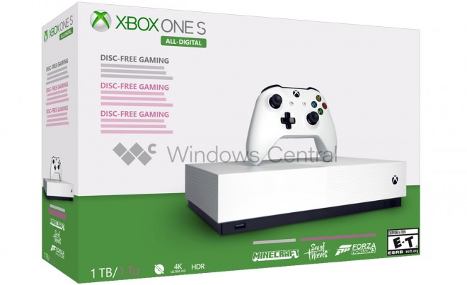 microsoft Xbox One S All-Digital 229-euros 3-jeux