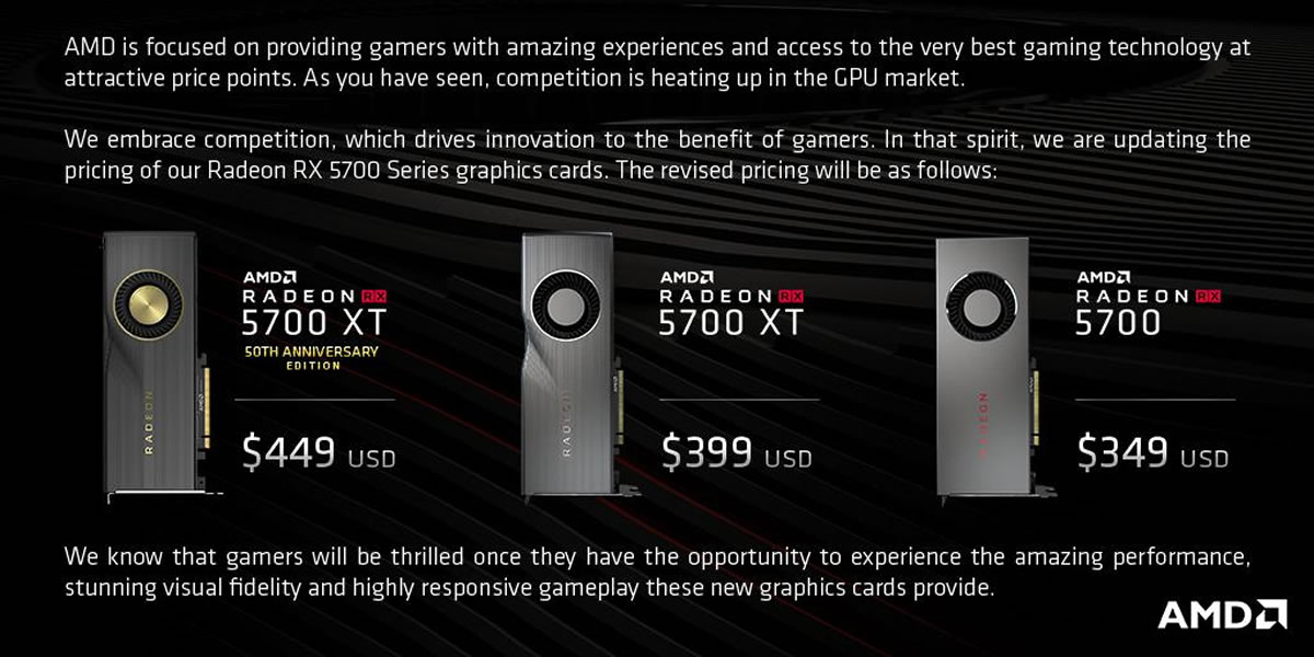 baisse-prix-AMD-5700 5700-XT carte-graphique-AMD GPU-AMD