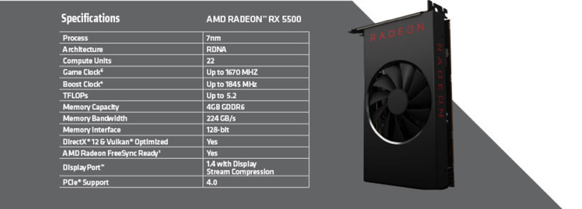 AMD radeon rx5500 rx5550xt