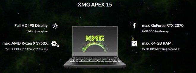 schenker XMG APEX ryzen-9-3950X RTX-2070