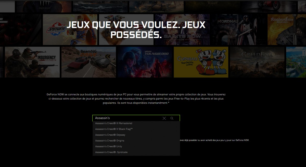 Ubisoft apporte son soutien au service Geforce Now de Nvidia
