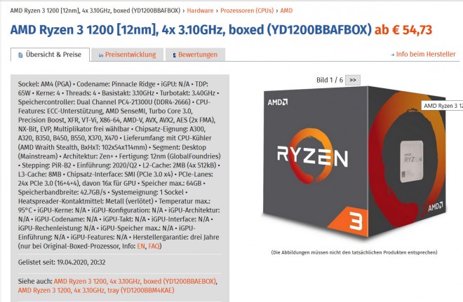 cpu AMD ryzen-3-1200 zen+