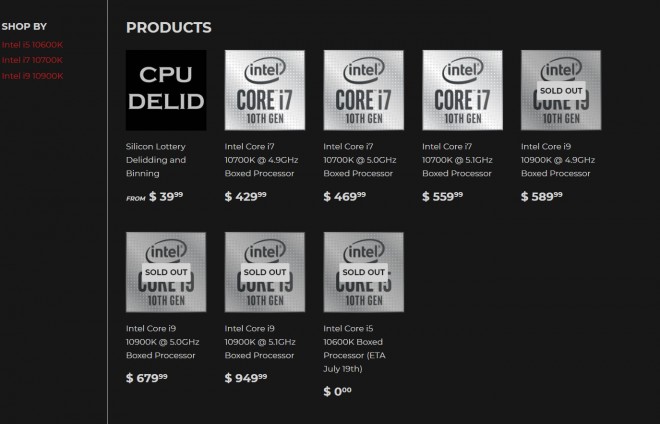 processeur intel-core-i9-10900k binned 5100-mhz 949-dollars
