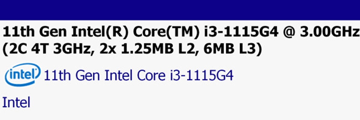 Un processeur Intel Core i3-1115G4 aperçu dans la base de données de SiSoftware avec une impressionnante fréquence de base