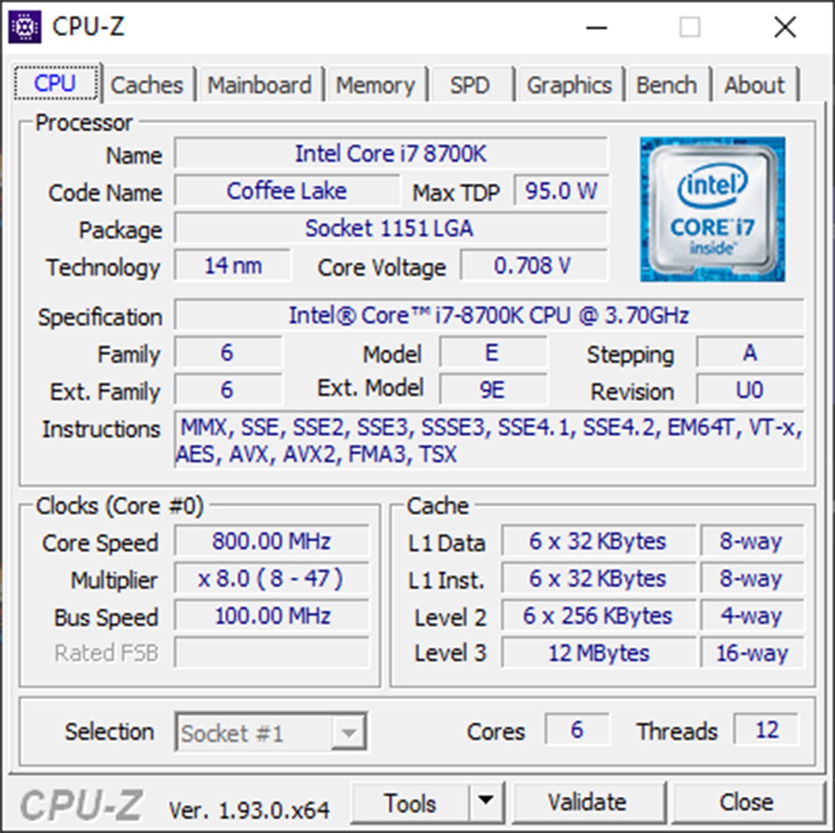 Le logiciel CPU-Z est disponible en version 1.93