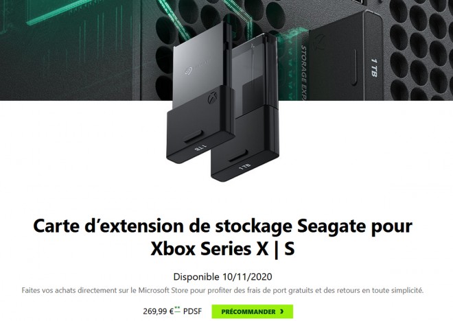 prix seagate extension ssd microsoft xbox series-s series-x 269-euros