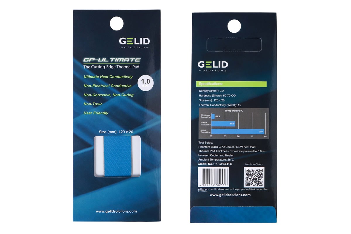 GELID propose un pad thermique plus ou moins universel de 120 x 20 mm