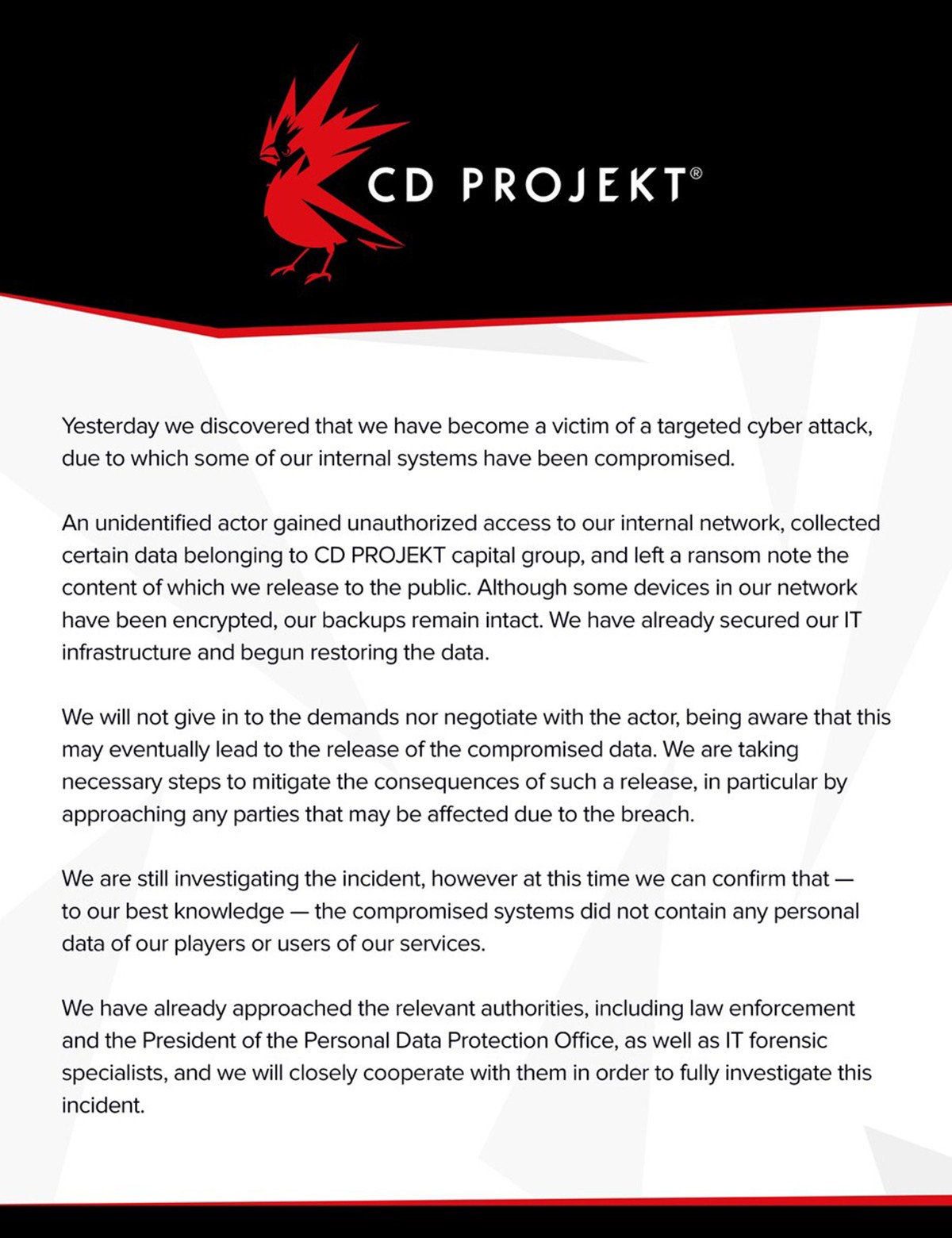 Les codes sources des jeux The Witcher 3 et Cyberpunk 2077 compromis : le studio CD Projekt victime de piratage