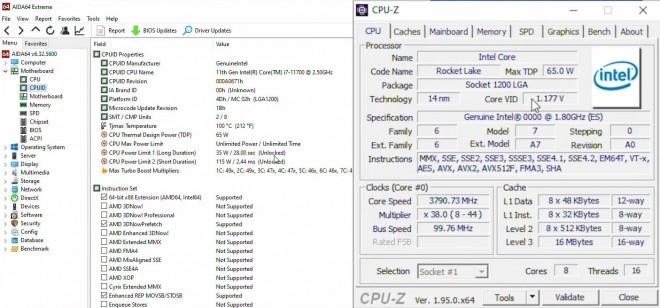 test processeur Intel core 11700