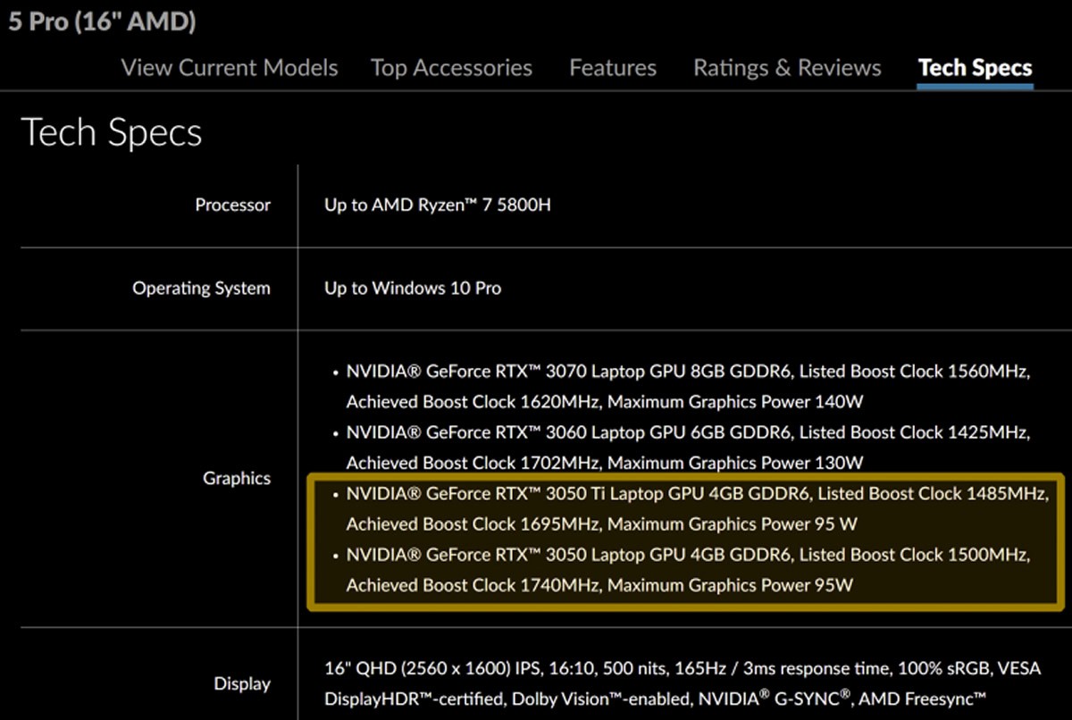 Les spécifications des NVIDIA RTX 3050 et RTX 3050 Ti pour les laptops connues