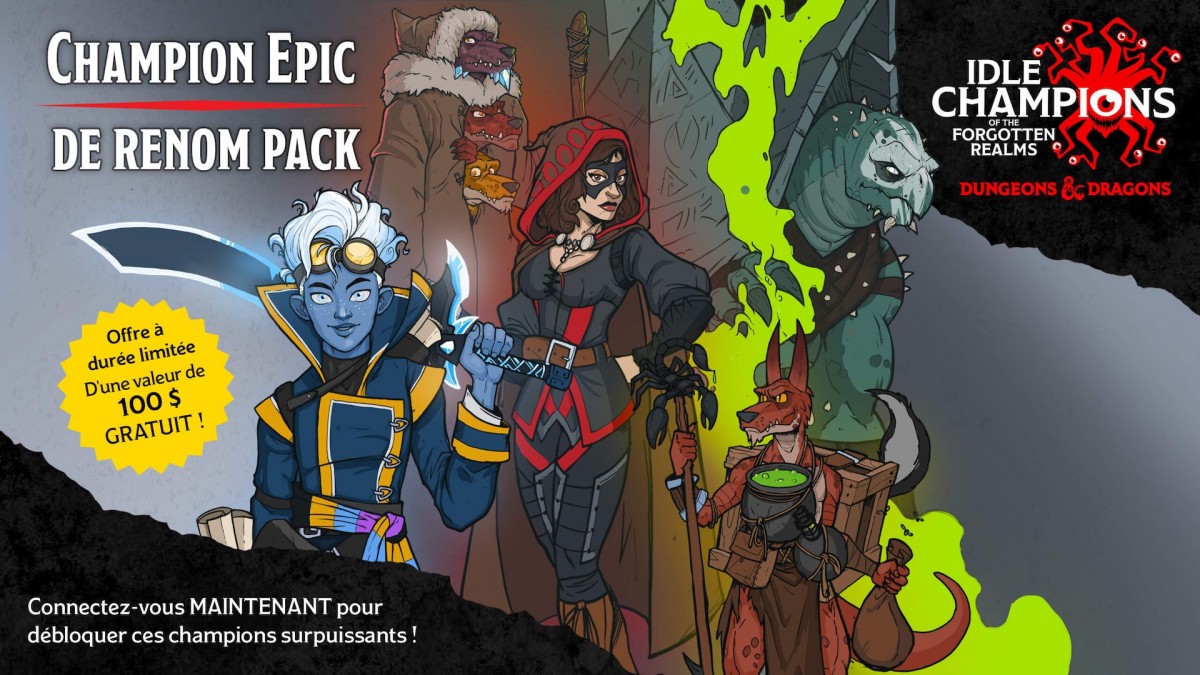 Bon Plan : Epic offre un pack de 100 USD pour Idle Champions of the Forgotten Realms