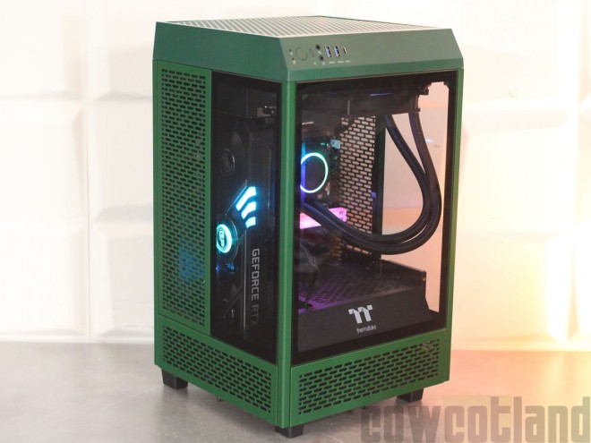 test boitier Thermaltake TOWER 100 RACING GREEN cowcotland