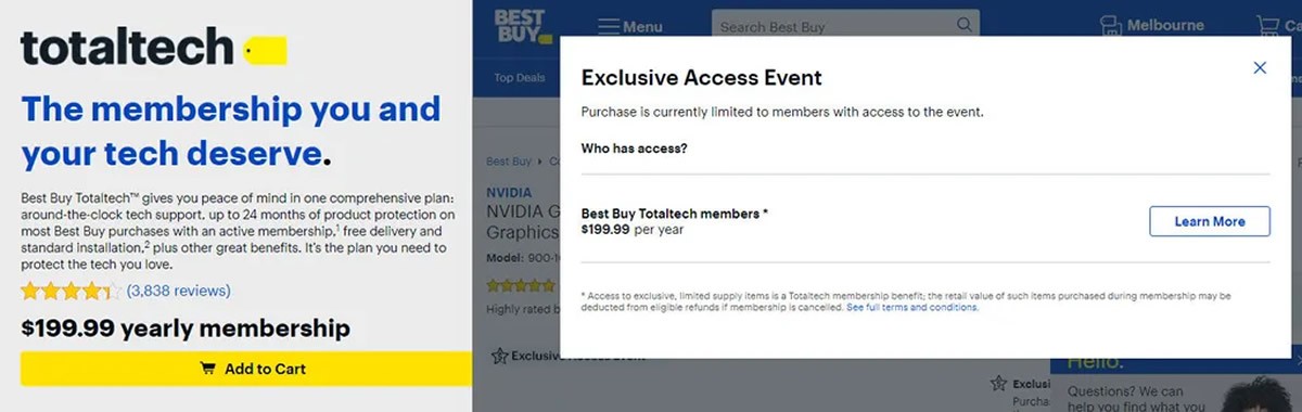 BestBuy Totaltech, un abonnement à 200 dollars, qui te permet d'acheter des RTX 3000 Founders Edition