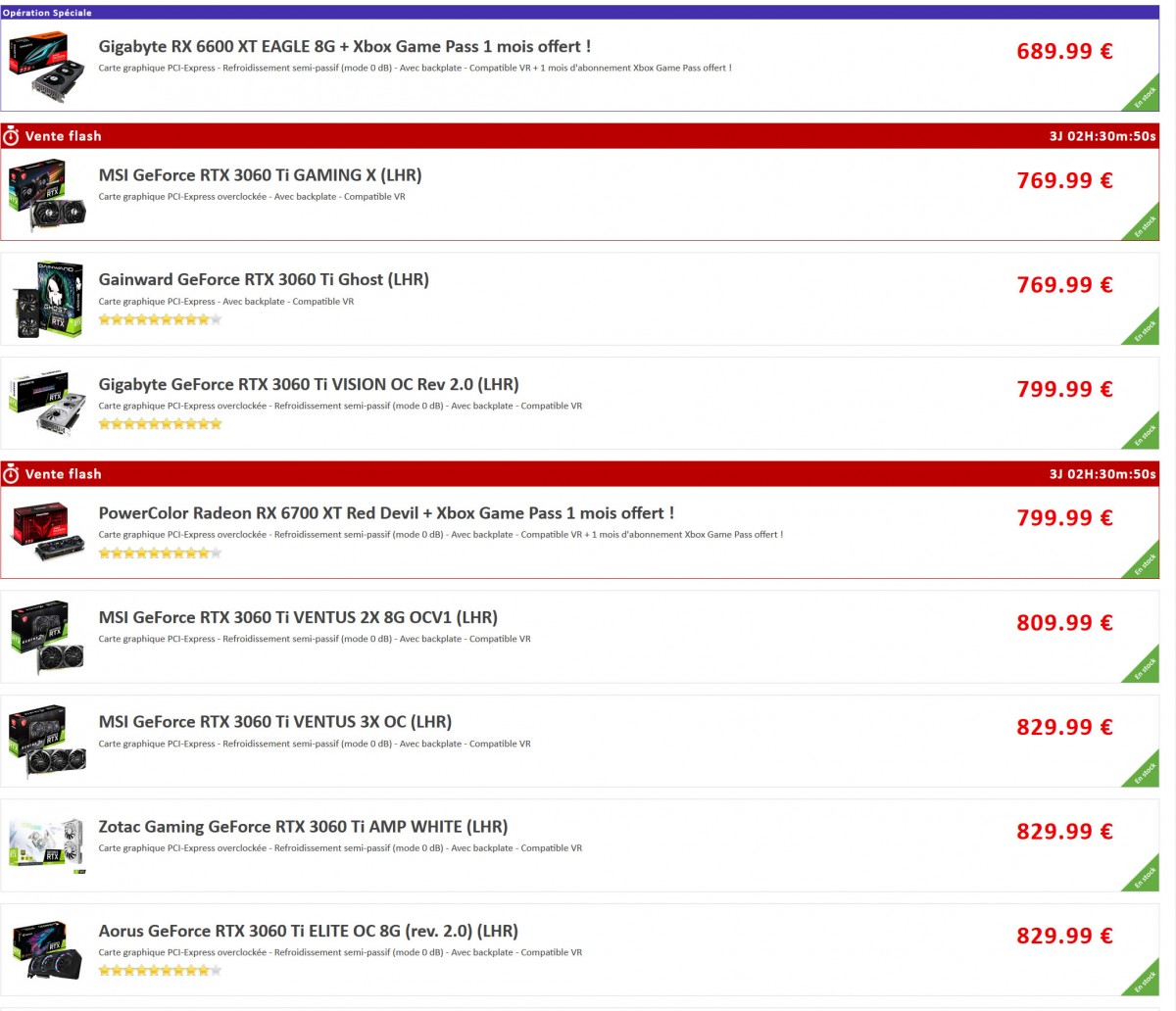 Toujours encore plus de références de cartes graphiques AMD et NVIDIA disponibles à la vente, 156 ce jour