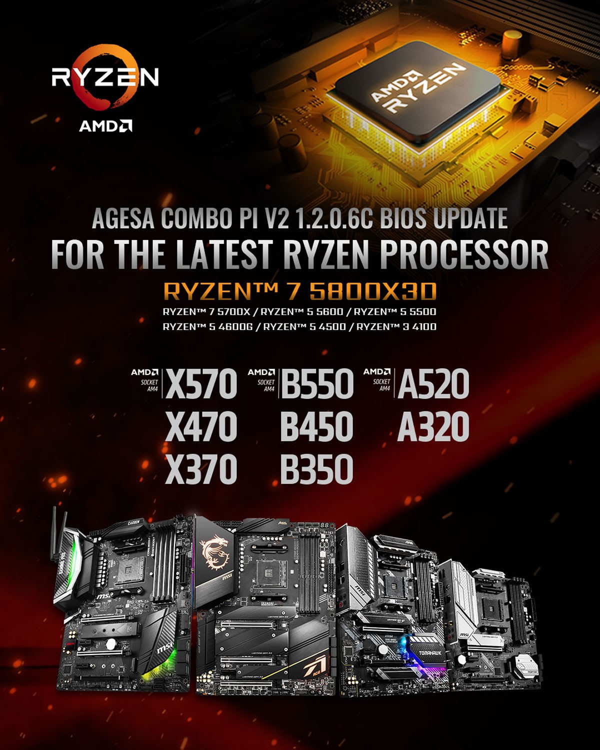 MSI lance un nouveau BIOS pour les CM AMD 300/400/500 afin de prendre en charge les nouveaux CPU à venir dont le 5800X3D