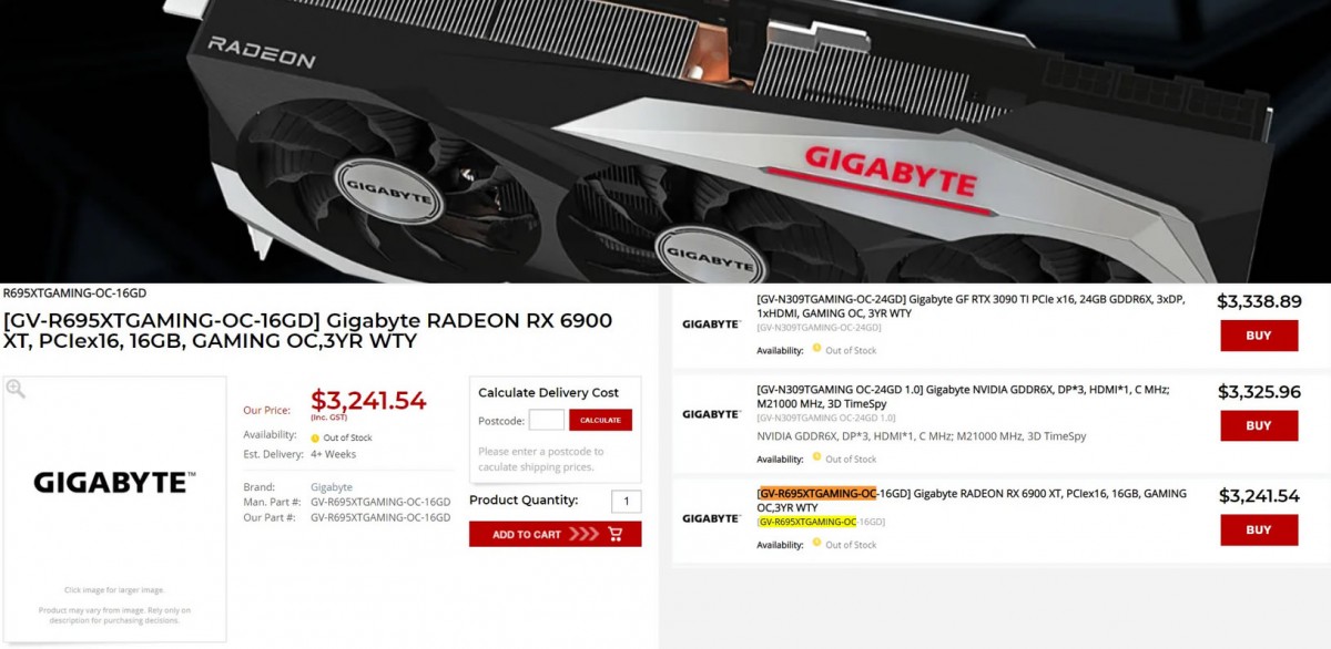 Une toute première AMD Radeon RX 6950XT listée en magasin à 2400 dollars
