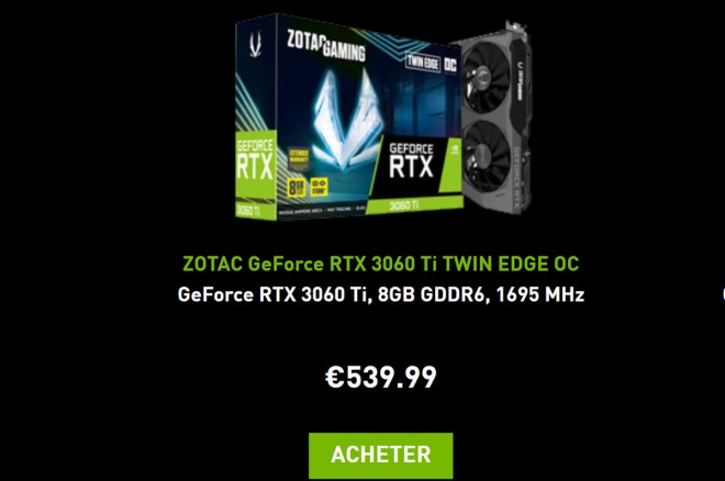 ZOTAC GeForce RTX-3060-Ti Twin-Edge-OC 539-euros