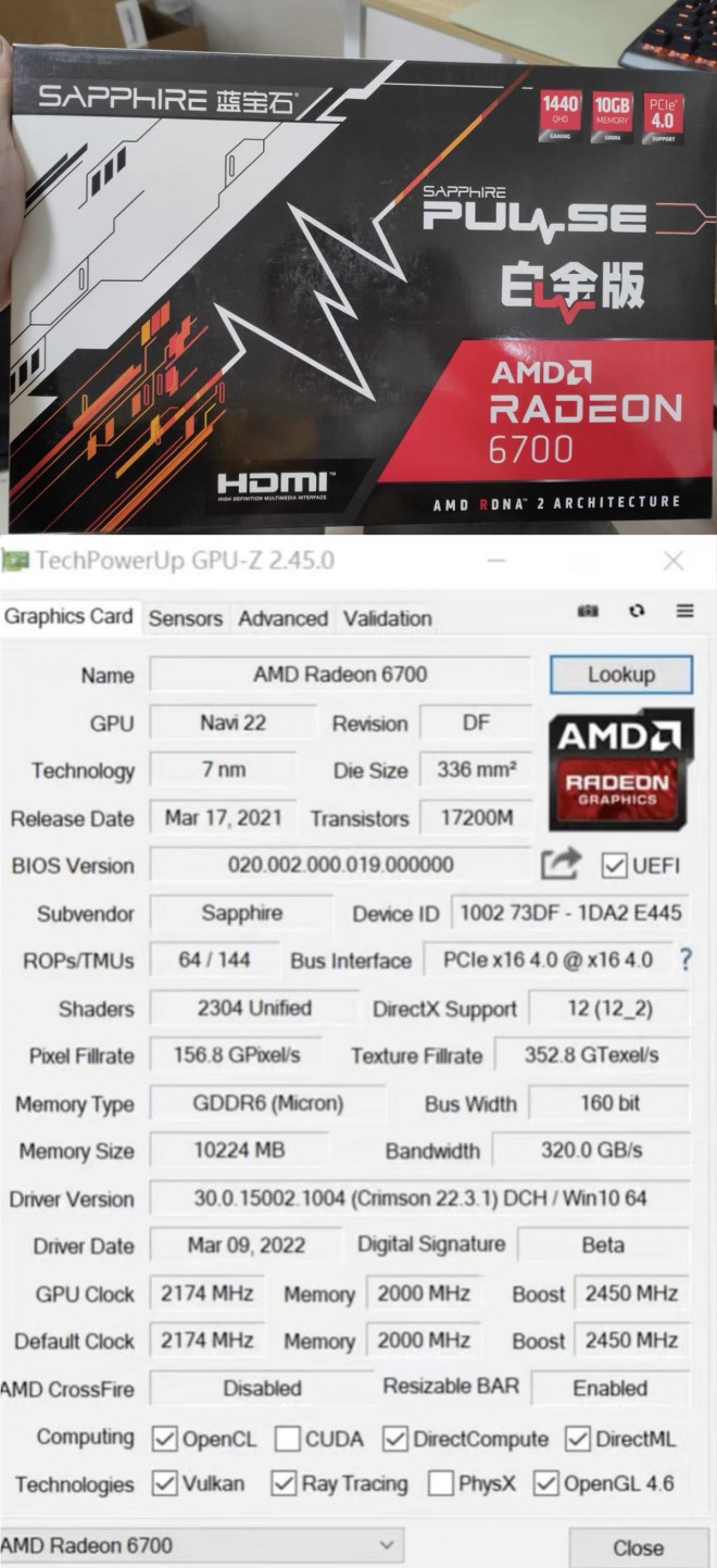 AMD radeon 6700 sapphire