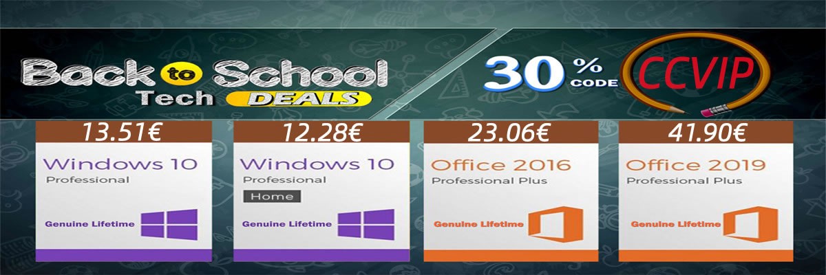 13 euros pour Windows 10 Pro et 23 euros pour Office 2016, on prépare la rentrée