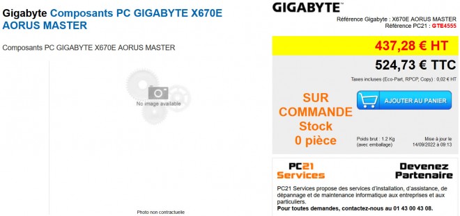GIGABYTE X670E AORUS MASTER 525-euros