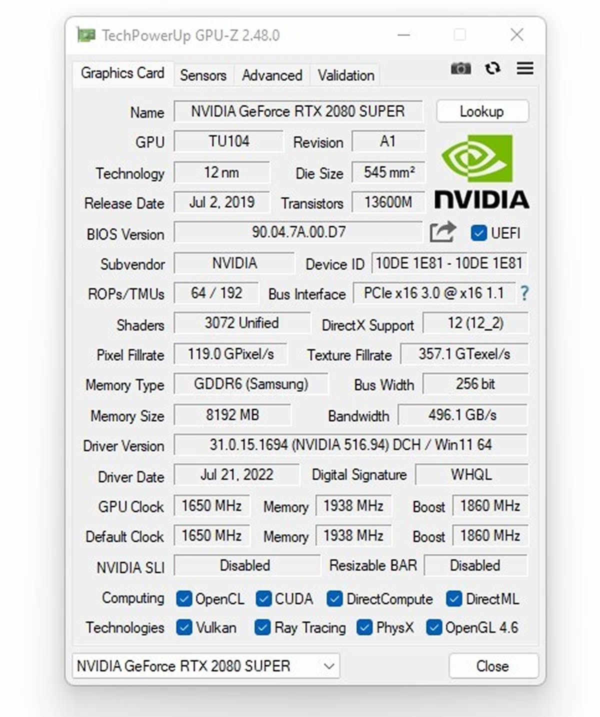 GPU-Z en version 2.48.0 arrive pour nos cartes graphiques