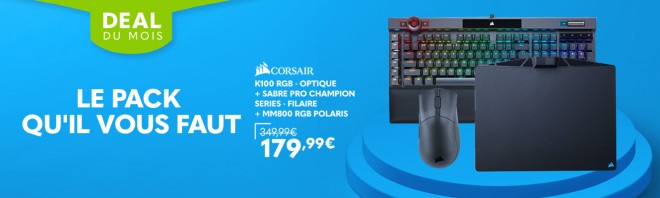 pack gaming corsair promo clavier souris tapis 179-euros