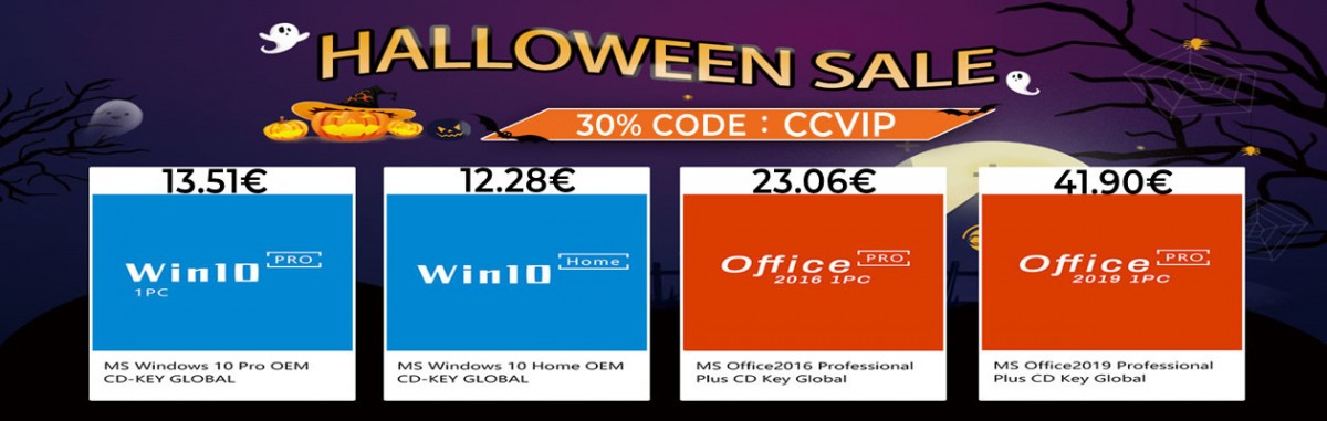 GVGMall, 13 euros pour Windows 10 Pro et 23 euros pour Office 2016, it's Halloween Time