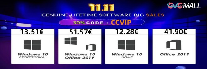 GVGMall, 13 euros pour Windows 10 Pro et 23 euros pour Office 2016, encore les ventes du 11.11