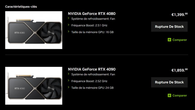 NVIDIA baisse le prix des GeForce RTX 4080 FE et RTX 4090 FE