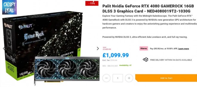 La GeForce RTX 4080 disponible à 1274 euros, donc sous le nouveau MRSP