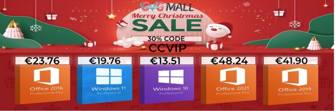Noël avec gvgmall : Microsoft Windows 10 Pro à 13 euros, Office 2016 à 23 euros !