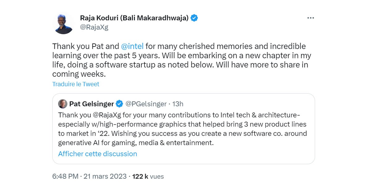 Raja Koduri quitte (déjà) Intel et s'envole vers l'IA