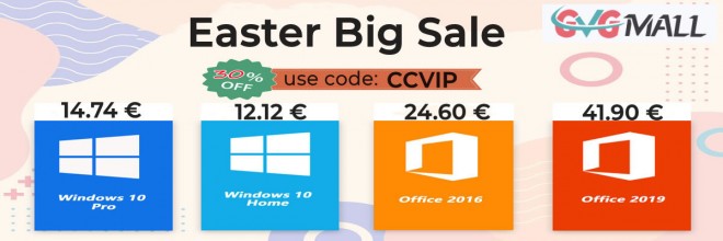 Pour pâques Windows 10 à 12 euros, Office à 24 euros, jusqu'à -91 % avec GVGMall