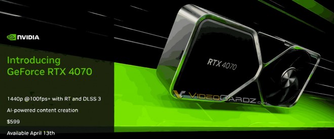 Une partie des performances de la GeForce RTX 4070 dévoilée
