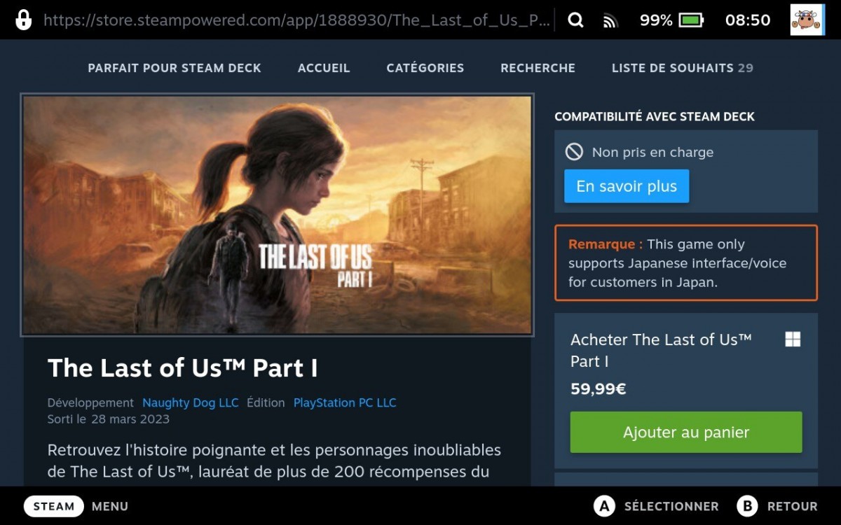 The Last of Us Part I sur Steam Deck, un jour ; peut-être