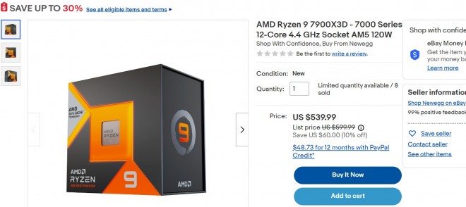Le Ryzen 9 7900X3D a aussi le droit à une grosse baisse de prix aux USA