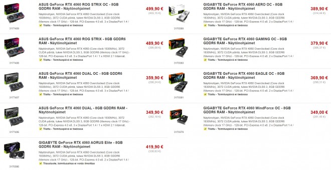 GeForce RTX 4060 : Des tarifs de 349 à 499 euros !!!