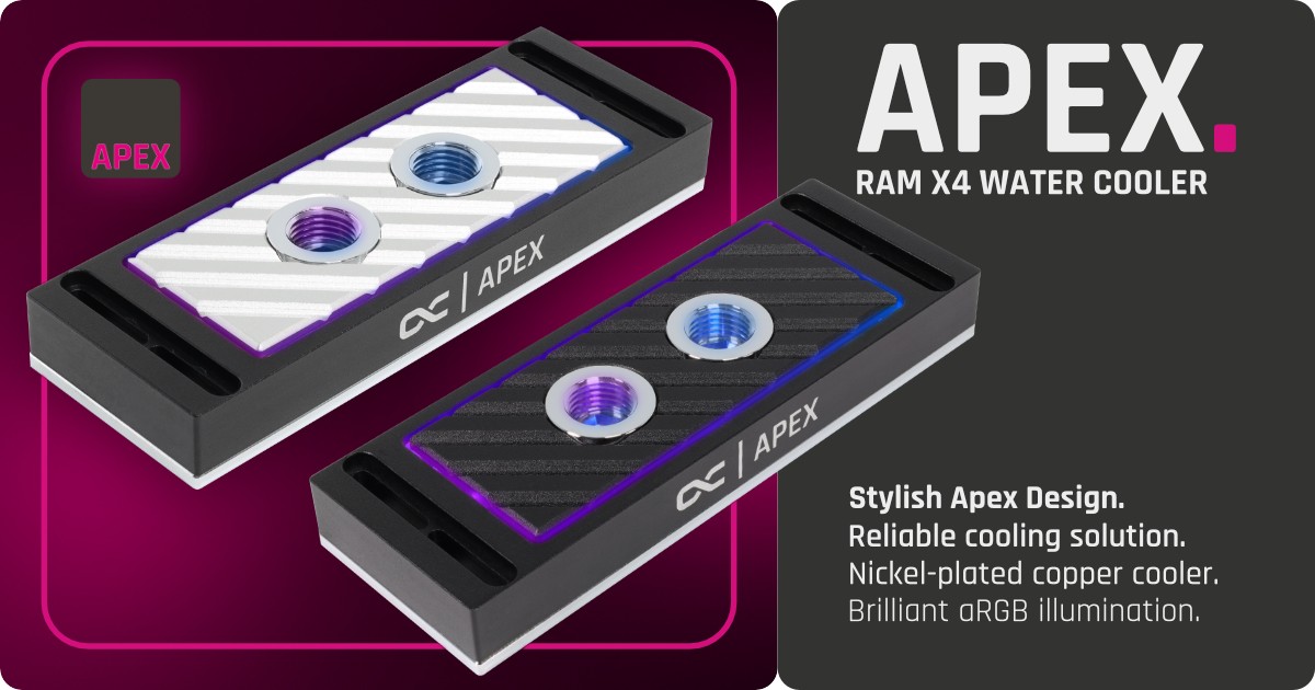 Alphacool s'occupe de la mémoire vive avec son Apex RAM X4