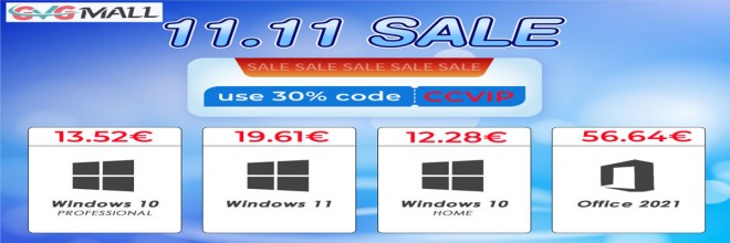 Pour les ventes du 11.11, Windows 10 Pro + Office 2016 à 33 euros avec GVGMALL.com