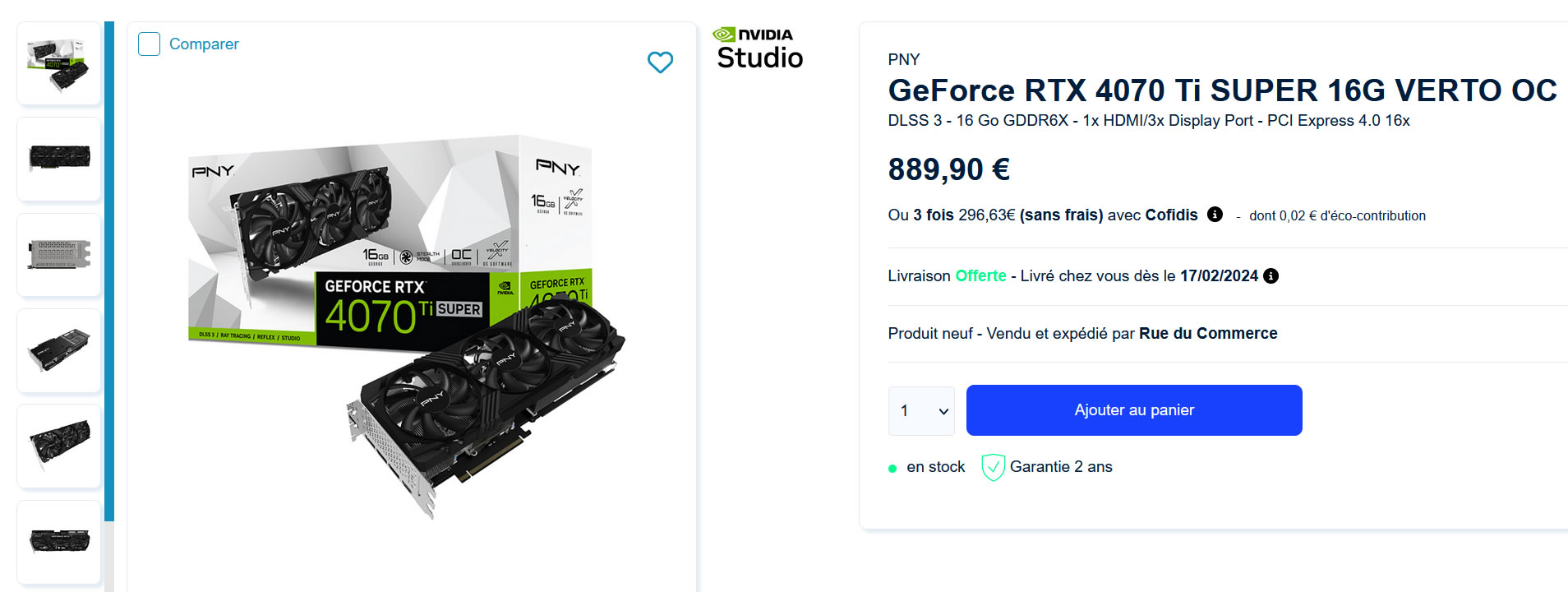 NVIDIA GeForce RTX 4070 SUPER 16G – Carte Graphique D'Occasion (Prix à Débattre)