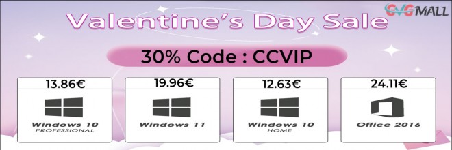 Et pourquoi, pour la Saint Valentin, avec GVGMALL, offrir Windows 10 pour 13 euros