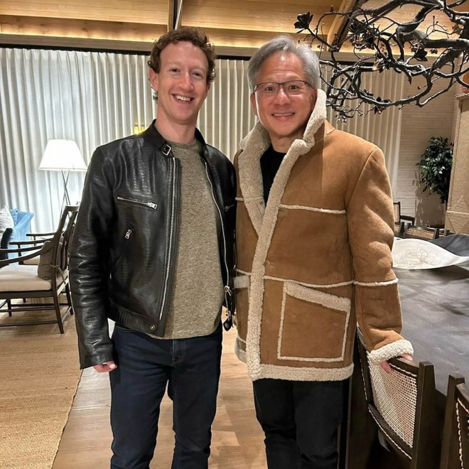 Marc Zuckerberg pique le blouson noir de Jensen Huang et lui refile sa vielle peau de mouton