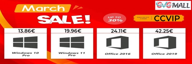 Seul en Mars, achetez Windows 10 à 13 euros et Windows 11 pour 19 euros avec GVGMALL