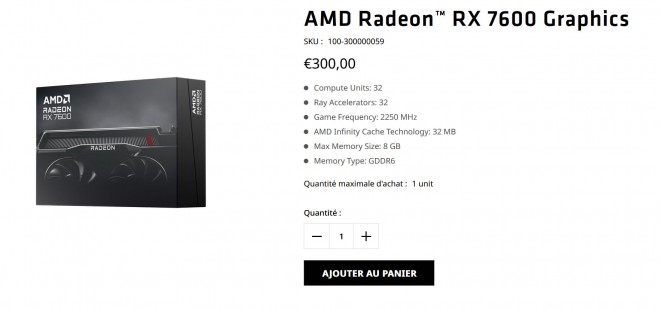 La Radeon RX 7600 d'AMD est maintenant disponible à la vente en version MBA