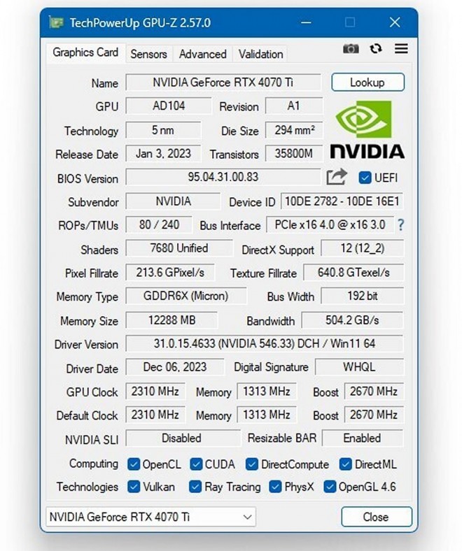 Et voilà GPU-Z en version 2.58.0