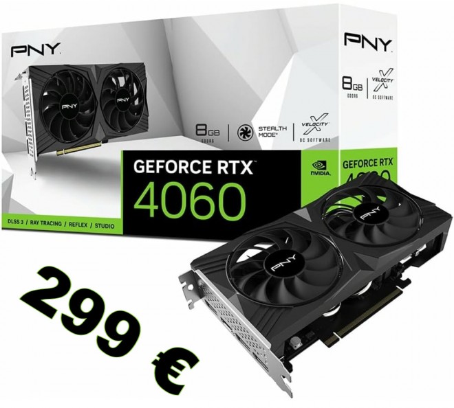 La GeForce RTX 4060 PNY VERTO Dual Fan à 299 euros