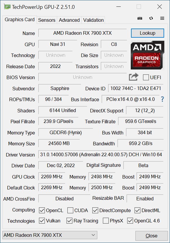 Image 53147, galerie Test SAPPHIRE NITRO+ AMD Radeon RX 7900 XTX Vapor-X 24 Go : NAVI 31  son max ?
