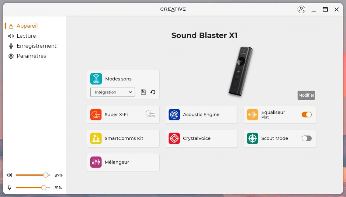 Image 50530, galerie Test Creative Sound Blaster X1 : petit budget, gros gains !